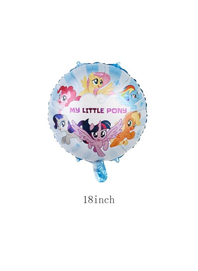 7pcs Children's cartoon pony-shaped aluminum foil balloon unicorn birthday party backdrop decoration photo balloon arrangement - Image 2
